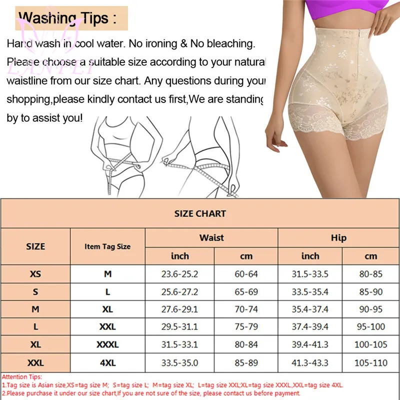 LANFEI Shaper Panties Sexy Lace Shapers Women High Waist with Zipper Double Control Panties Body Shaper Slimming Shapewear Short 220513