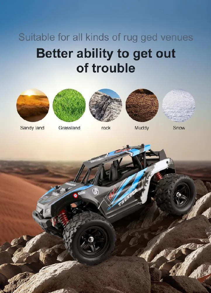 Kuulee 40+MPH 1/18 Scale RC Car 2.4G 4WD High Speed Fast Remote Controlled Large TRACK MX200414