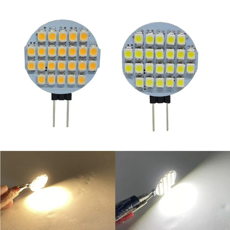 Nouvelle lampe à LED ampoule G4 5050 SMD 3W 12V DC remplacer les lumières d'éclairage halogène projecteur cercle plaque plate 12LED 24LED