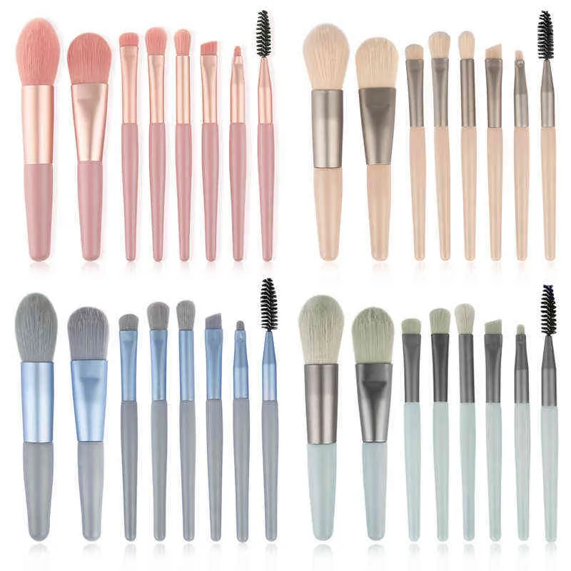 NXY Makeup Brushes Mini with Matte Wooden Handle Portable Soft Hair Brush Set Beauty Tools 0406