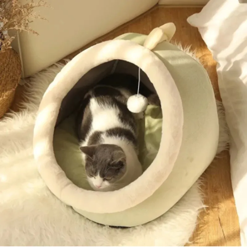 Sweet Cat Bed Warm Pet Basket Cozy Kitten Lounger Cushion Tent Soft Suitable for Small Dog Mat Bag Cave House s 220323