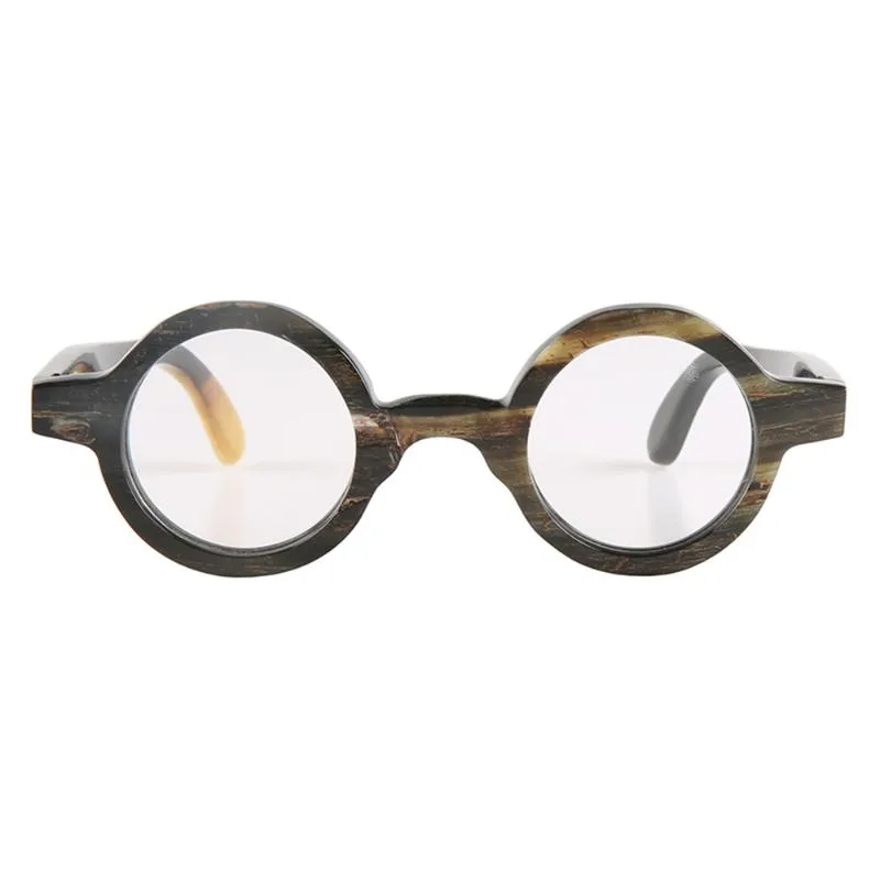 Okulary przeciwsłoneczne Klasyczne unikalne ręcznie robione okrągłe prawdziwe naturalne klakson unisex okulary optyczne okulary rama dla mężczyzn i kobiet217x