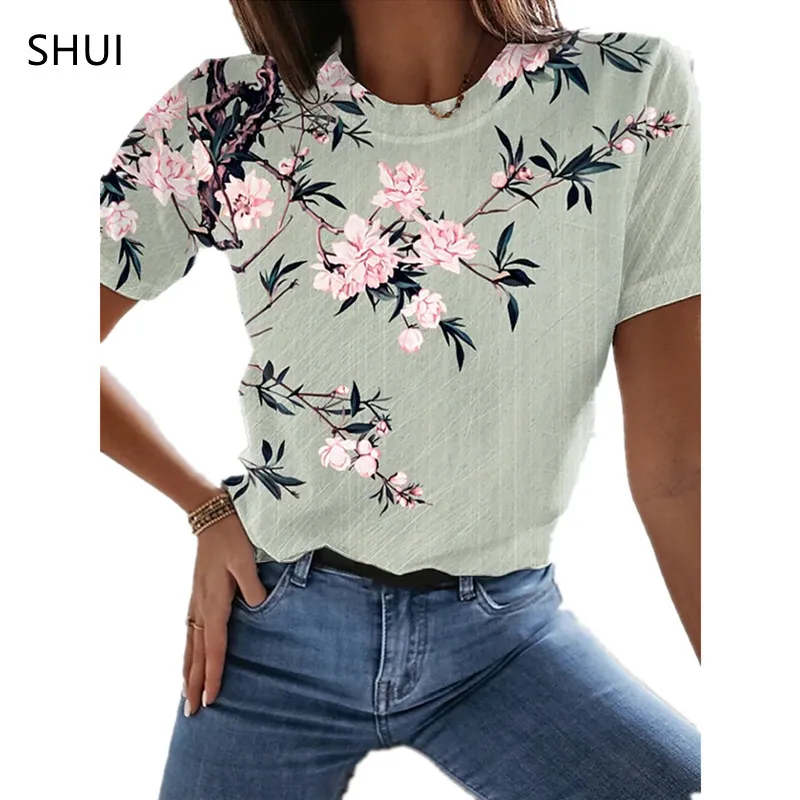 الموسيقى T Shirt Sexy Fashion Ladies Tshirt Summer Womens Floral Print XL Top 3D Printed Abstract Pattern جميلة 220527