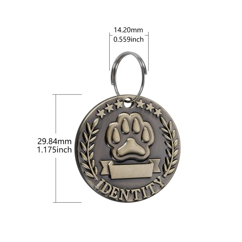 Étiquette d'identification d'animaux gravée personnalisable pour chien chat, plaque signalétique en Bronze, numéro d'adresse anti-perte personnalisé, pendentif d'identification de collier de chien 220610