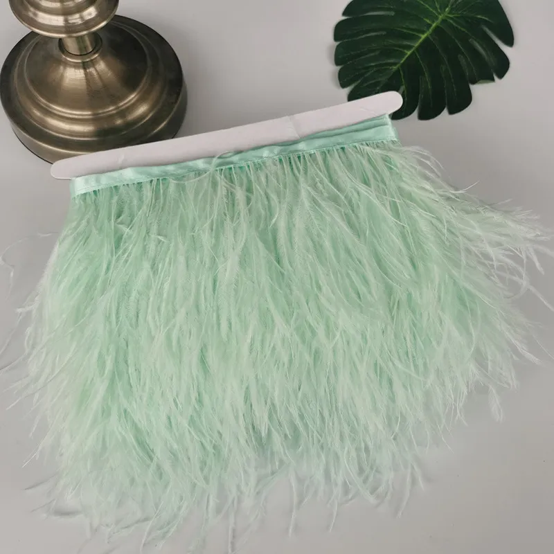 Struisvogelveren lint franje voor handwerken 6M 8-15CM DIY Feather trim Doek Riem voor tas trouwjurk kleding decoratie 0614