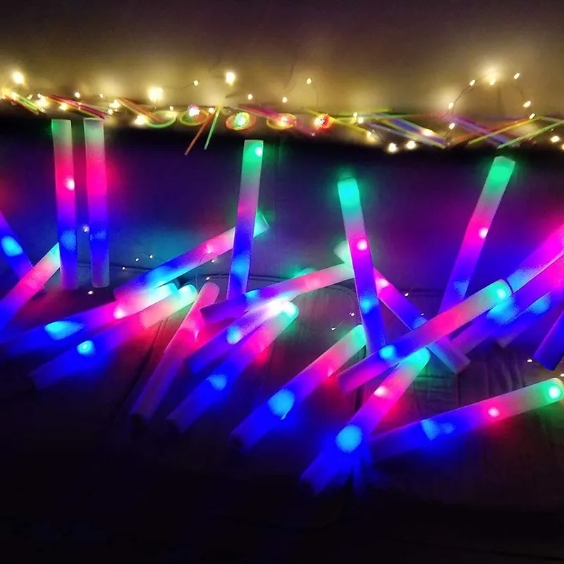 60 pièces LightUp LED coloré mousse bâtons Spons Glowsticks matraques rallye Rave lueur baguettes couteau bâton fête juichen levier 2202544792