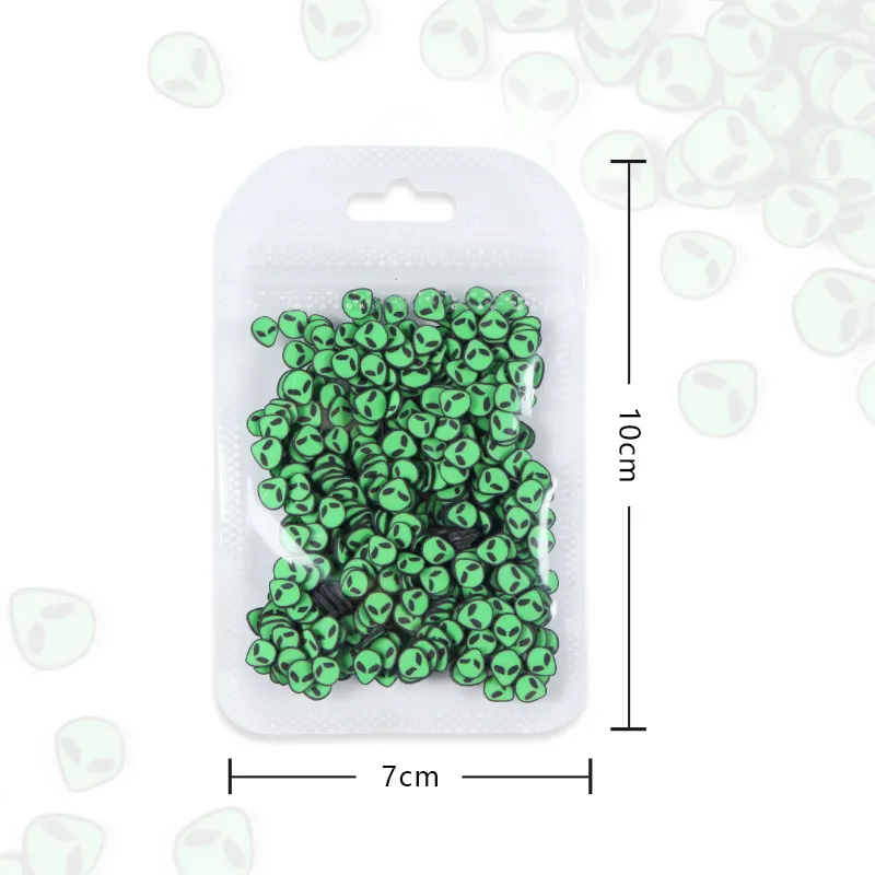 10g vert Alien tranches Nail Art décorations soucoupe homme doux polymère argile ongles fournitures pour accessoires professionnels JORNAILDAN