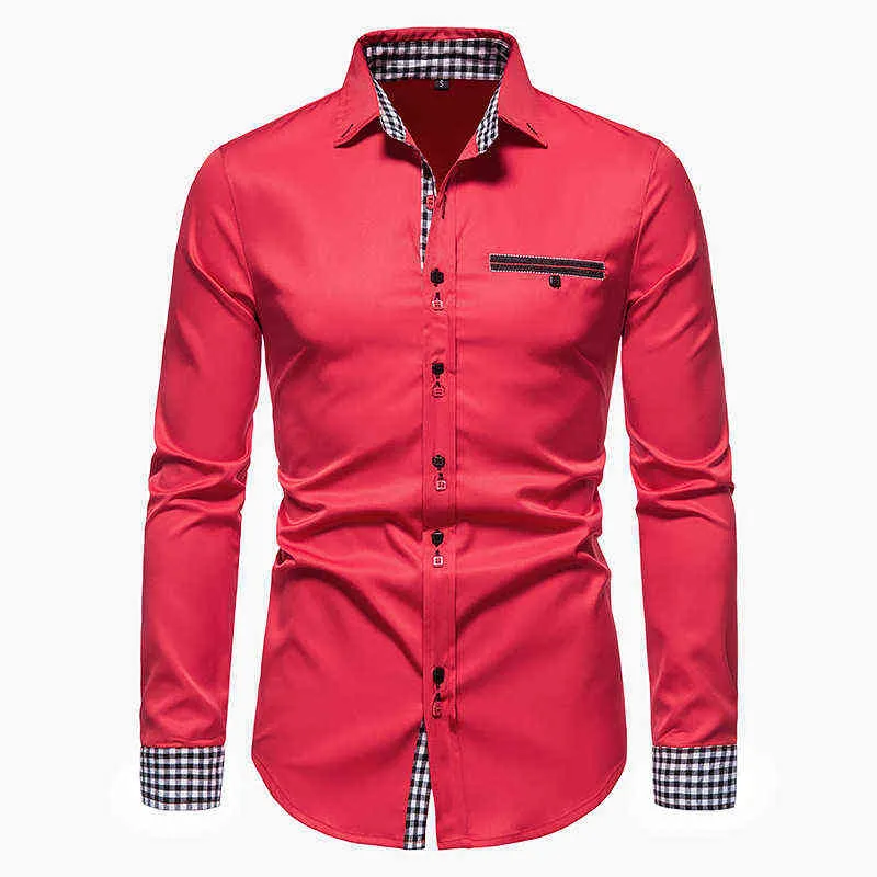 Hit moda kolorowa kowbojowa koszulka Mężczyzn Mężczyznę Slim Fit Long Rleeve Mens Sukienki Koszulki biznesowe