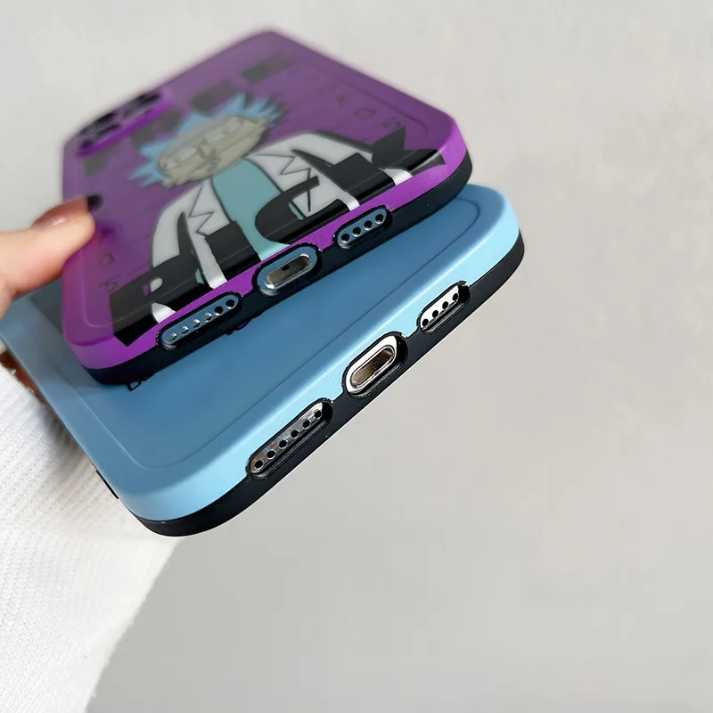 Rick Cartoon Blue Purple Case Couverture pour iPhone 6s plus 11 8 13 XR SE2 12 Max Mini Pro X 6 XS 75664330