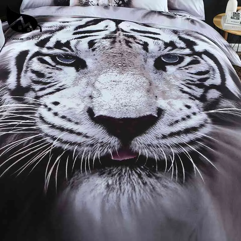 Dream Ns – parure de lit en forme de tigre Animal 3d, ensemble de couette Super King/californie, Kussensloop, textile de maison pour chambre à coucher, Pn001