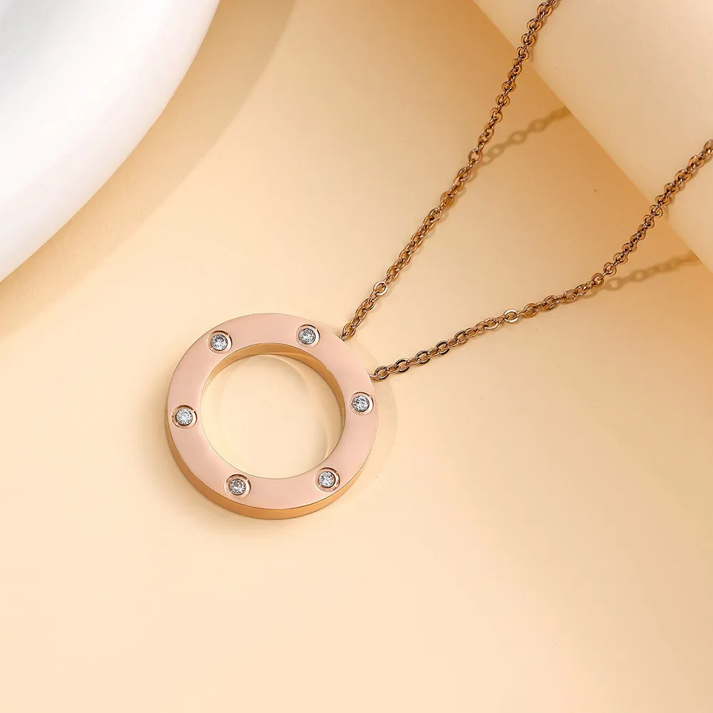 Joyería de diseño 6 piedras amor colgante collar para mujeres niñas damas 316L titanio acero diapositiva colgante collar collares Collier 208e