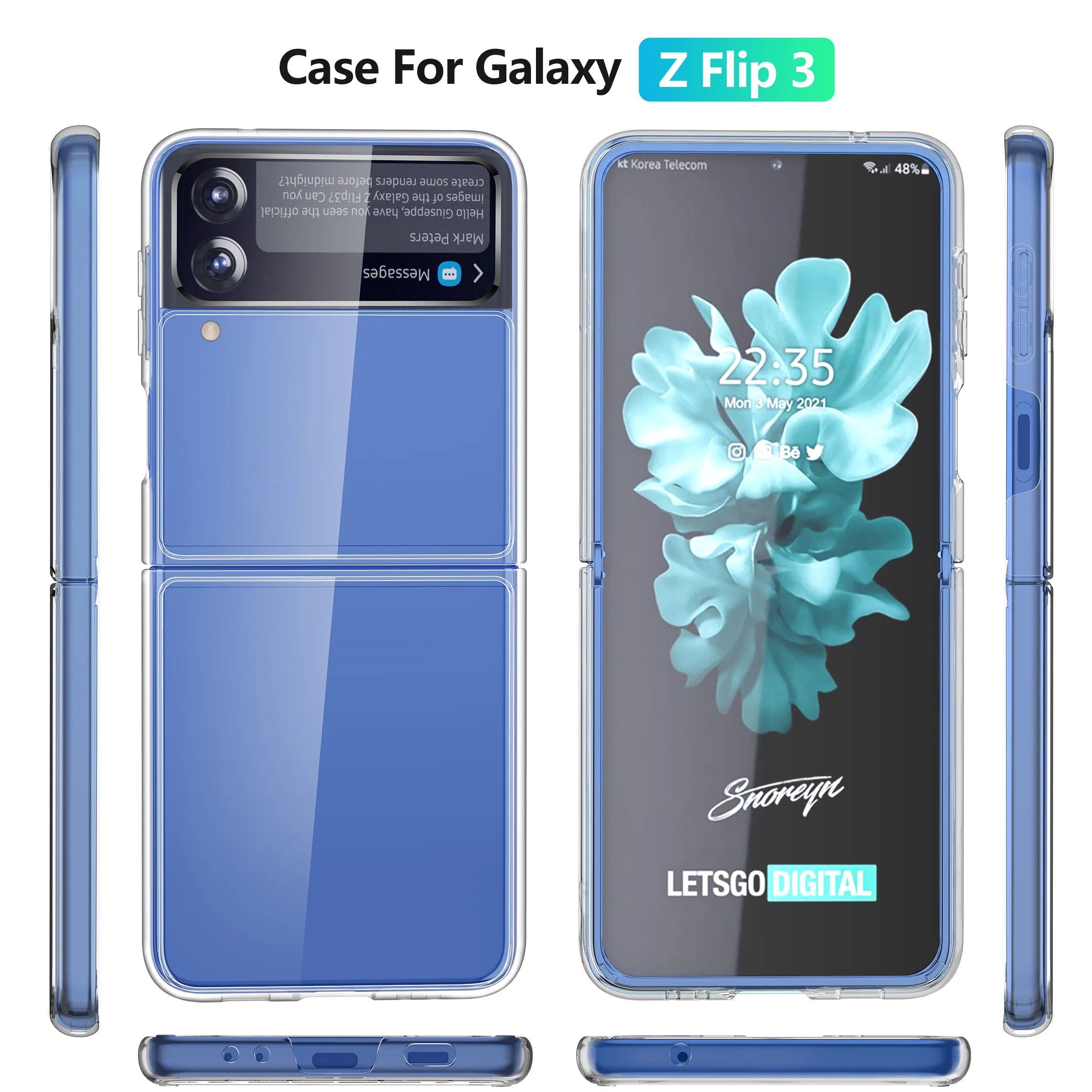Casos celulares de Silicon TPU/PC suave para Samsung Galaxy Z Flip 3 Fundas CAPA CHASHE CRISTAL CRIPLE