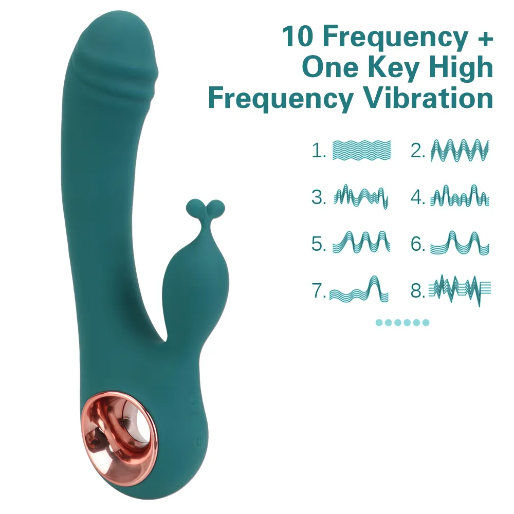 10 Frequency Dildo Rabbit Vibrator for Women USB Rechargeable Vaginal Anal Massager G Spot Clitoris Stimulation Aldult sexy Toys