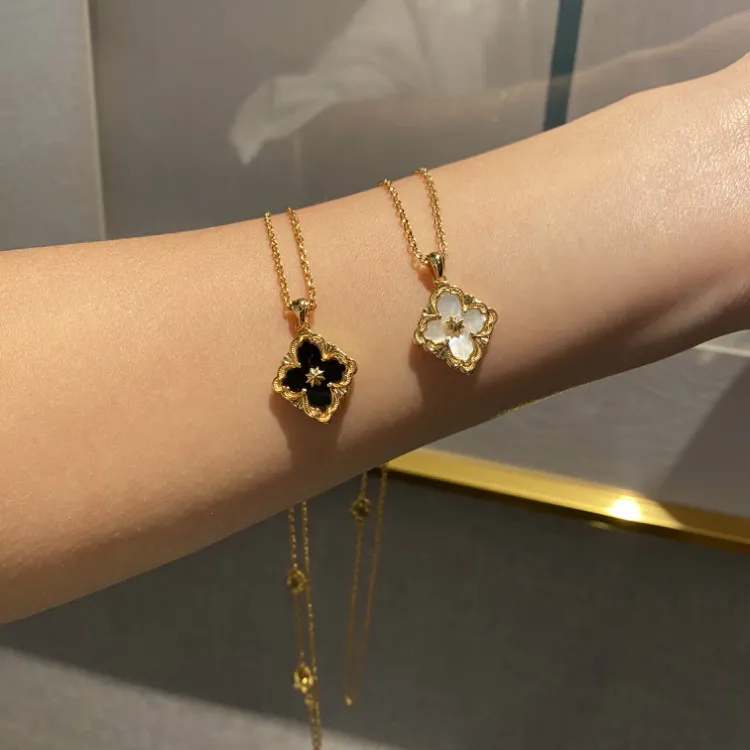 Роскошные дизайнерские ожерелья с подвесками из 18-каратного золота с клевером для женщин, колье с крестообразной цепочкой, итальянский известный бренд, ретро, винтажное дворцовое ожерелье Pa353i