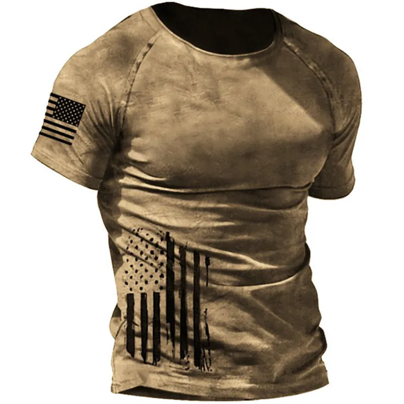 Vintage Summer Tshirts for Men US Flag 3D Printed Streetwear poliester oneck krótki rękaw luźne mężczyzn odzieży ponadwymiarowa koszulka 220607