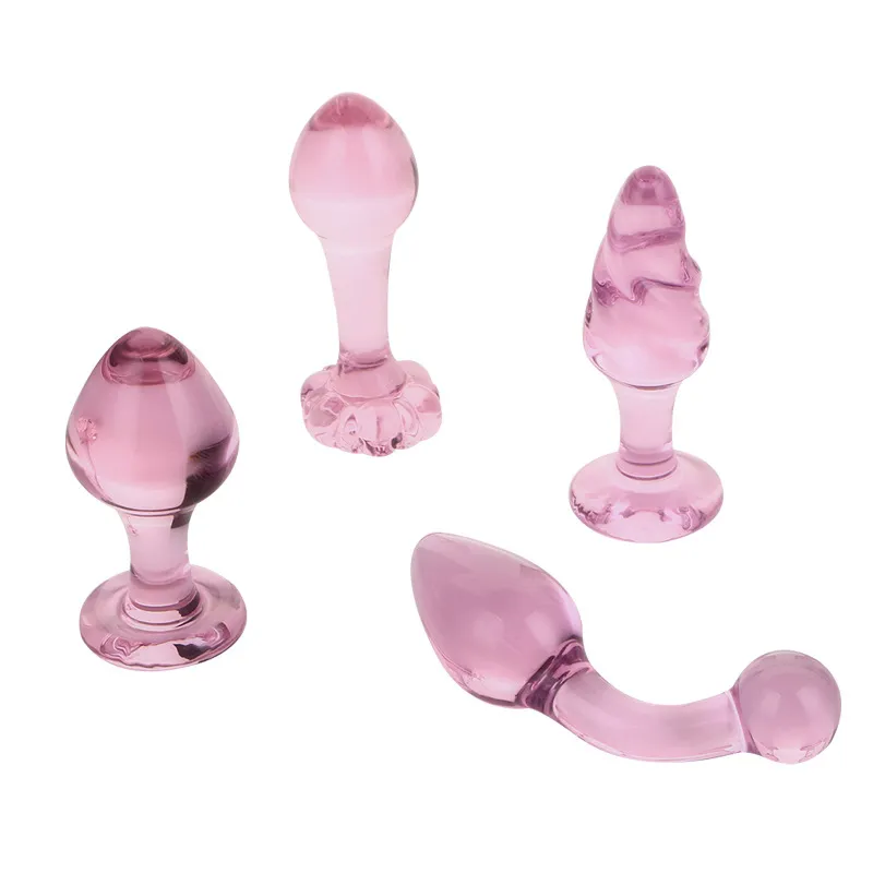 Masturbação de plugue anal de vidro cristal