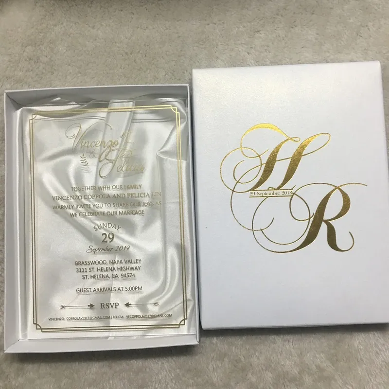 10 pièces carte d'invitation avec boîte décoration Souvenir de mariage personnaliser cartes Invitations 220707