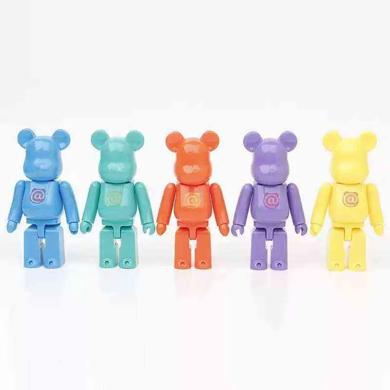 10 sztuk Bearbrick figurki niedźwiedź 11cm niedźwiedź @ cegła model z pcv figurki farba do samodzielnego wykonania lalki dla dzieci zabawki prezenty urodzinowe dla dzieci G220420