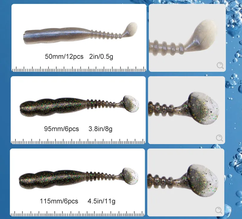 ESFISHING Rock Viber Shad 50mm 95mm 115mm Shiner Mer Appâts Souples Pesca Silicone Artificiel Isca Leurres De Pêche 220812