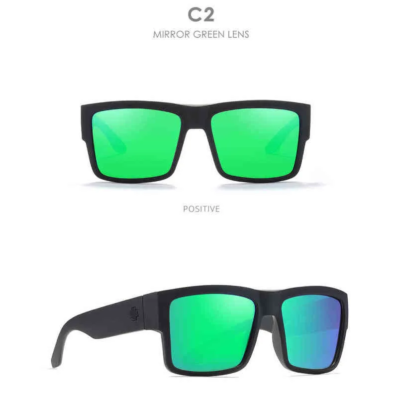 2022 novo spy hd polarizado óculos de sol para homens esportes óculos quadrados óculos de sol feminino uv400 óculos de grandes dimensões espelho preto tons y2223