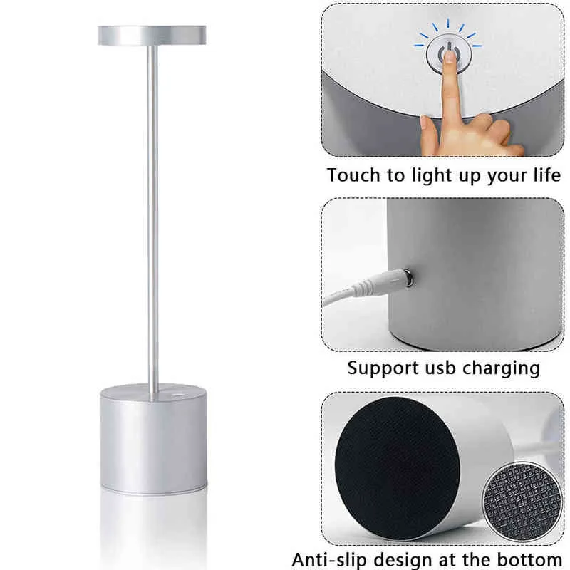 Ресторан беспроводная настольная лампа светодиодная сенсорная переключатель USB.