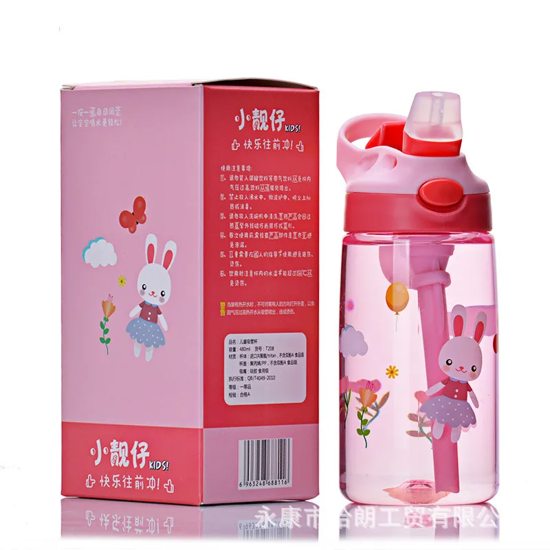 Children Water Bottles Portable Outdoor Safety Tritan A Free Students Girl Birth Gift 480ML Juice Draw Drinking Cup Customized 220706