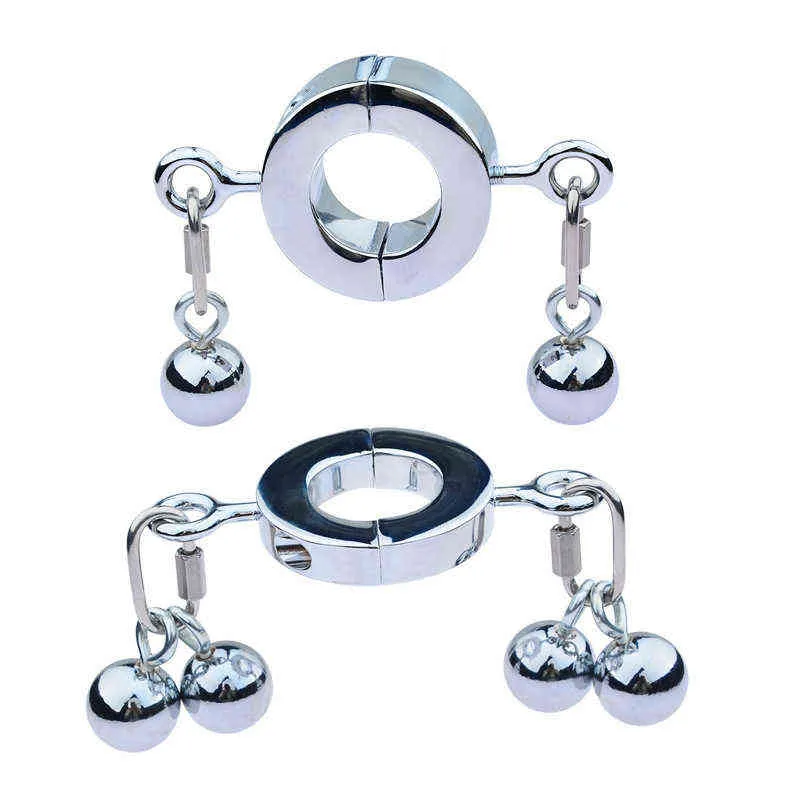 Nxy Cockrings En Acier Inoxydable Testicule Boule Civière Pénis Scrotum Cbt Retenue Serrures Anneau Robuste Cockring Boules En Métal Pendentifs 220505