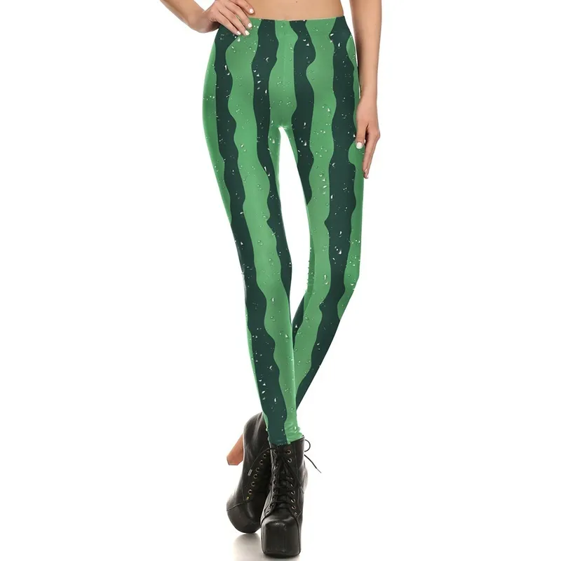 Summer Fruit Watermelon passar Kvinnor Push Up Leggings Set Fashion Sportwear 3D Digital Printed Crop Suit W220617