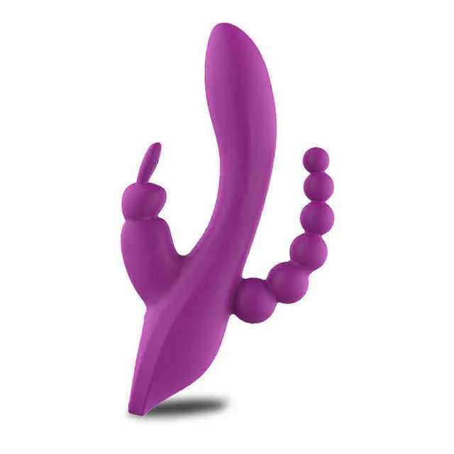 NXY Vibrators Hot Sell 3 in 1 g Spot Rabbit Anal Dildo Vibrator for Woman Clitoris Vagina Stimulator Waterproof Massager Adult Sex Toys 0411