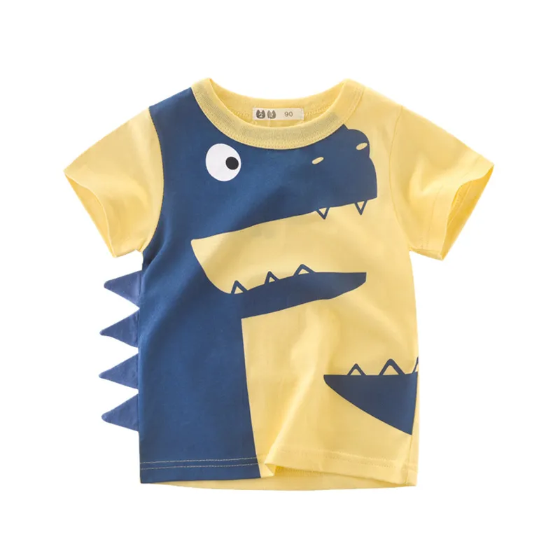 Babyjongen zomer t shirts kinderen peuter kinderen cartoon dieren haaien dinosaurus print katoenen tee tops kleding 220620