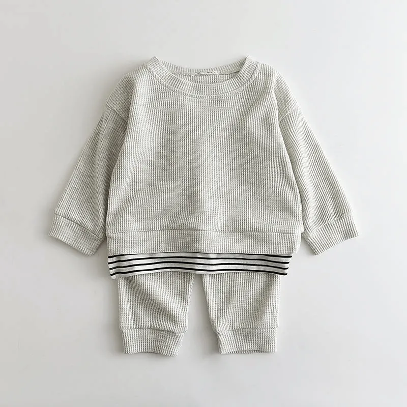 Bear Leader Koreansk Baby Cotton Kinting Kläder Ställer Barn Boys Girls Spring Autumn Loose TrackSuit Pullovers Toppar + Byxor 2st 220326