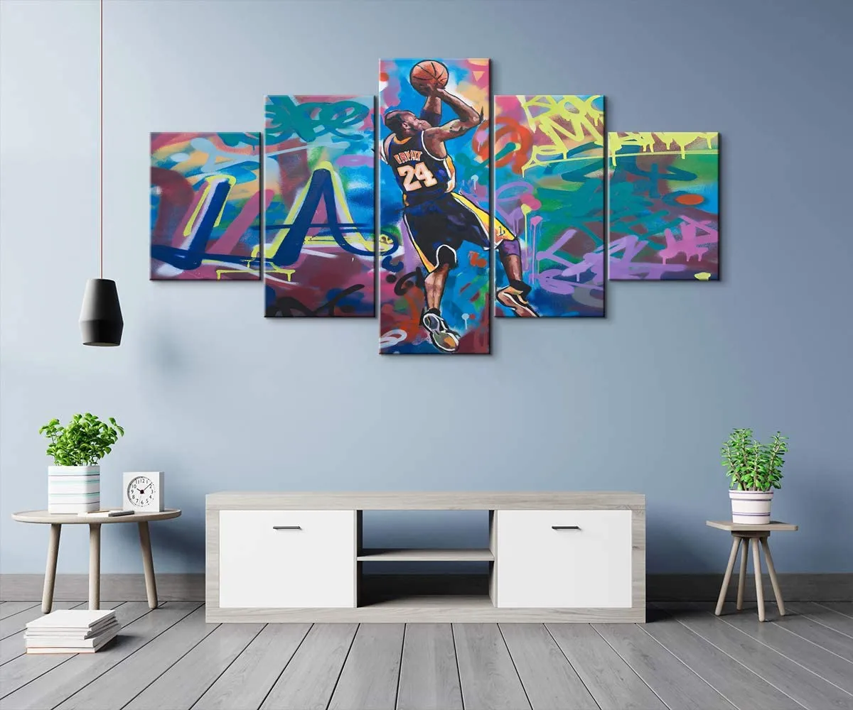 Graffiti Forever Mamba #24 baloncesto 5 piezas lienzo cuadro impreso cuadro sobre lienzo para pared decoración de pared para sala de estar