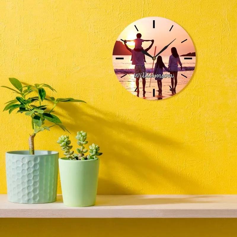 Mur d'images personnalisé, impression HD en couleur, conception personnalisée de votre horloge familiale, ajoutez n'importe quel Po ou texte, modifications gratuites, 220615