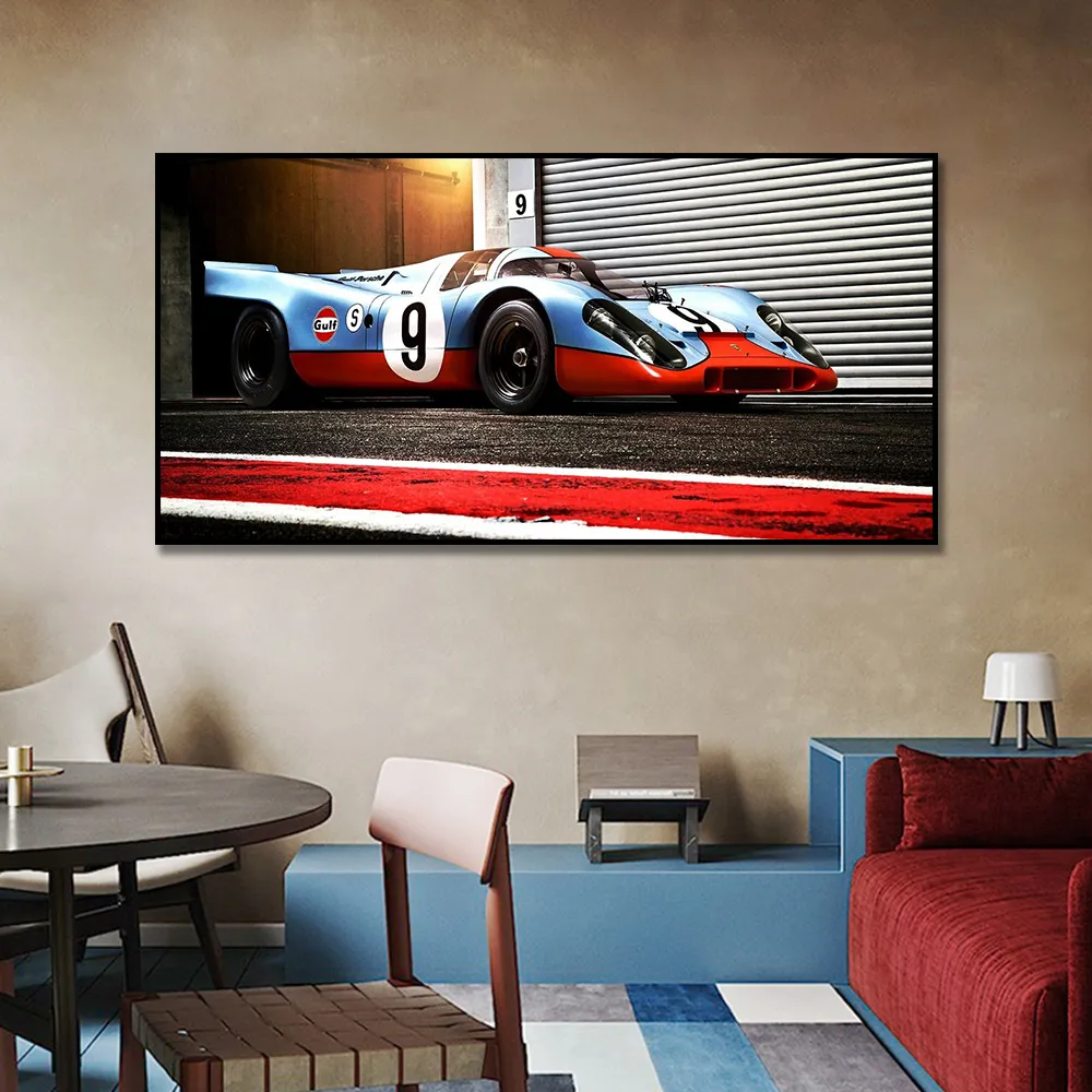 24 horas de Le Mans 917 RS Racing Car Poster Pintura de lona Imprimir Decoração de casa nórdica Imagem de arte de parede para sala de estar sem moldura