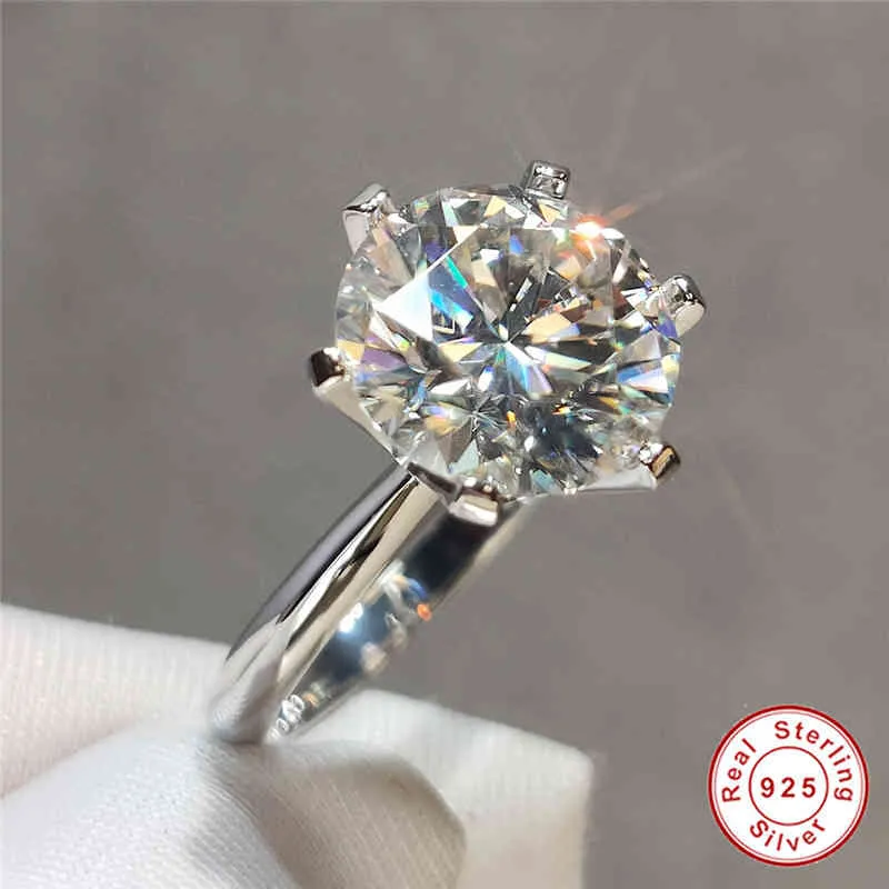 Geoki 퍼펙트 컷 통과 다이아몬드 테스트 5 ct D 컬러 VVS1 Moissanite 반지 925 스털링 실버 약혼 반지 럭셔리 쥬얼리