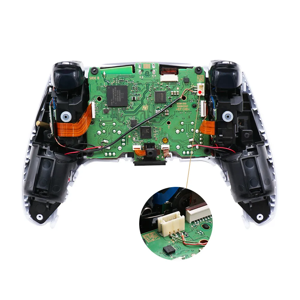 PS5用ワイヤレスゲームコントローラー修正されたLEDライトボードカラーライトエミットボードロッカージョイスティックキャップクロスキーAbxy