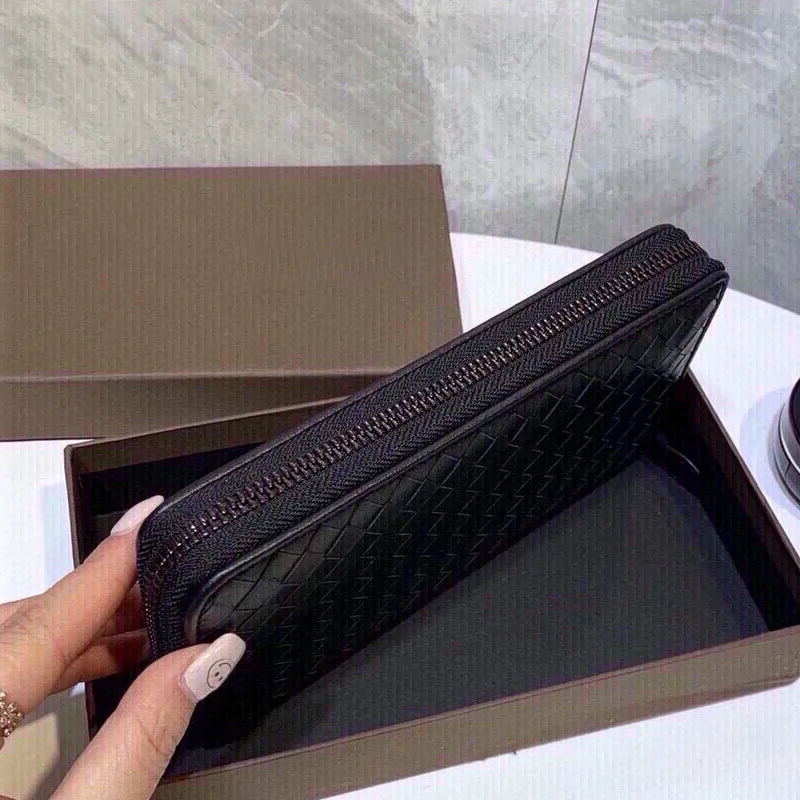 Weaving Clutch Bag Women Coin Purse Card Bags Lady Wallet Fashion Hand Knitting Zipper Classic Sheepskin Genuine Leather Short Lon334W