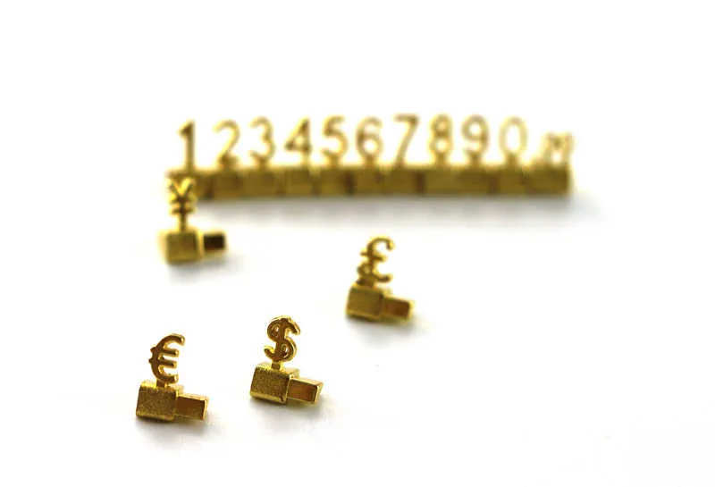Cubes en métal de luxe bijoux étiquettes de prix combinées Euro livre chiffres blocs chiffres montre bijoux compteur affichage Signs227Y