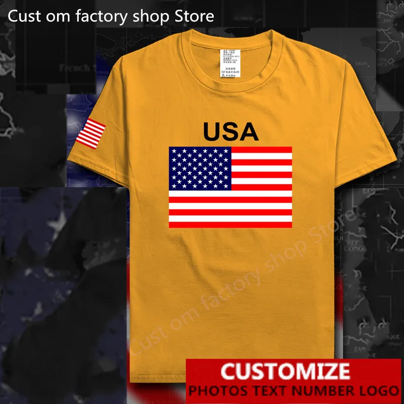 États-Unis d'Amérique États-Unis US T-shirt Jersey personnalisé gratuit DIY Nom Numéro 100 Coton High Street Fashion T-shirts en vrac 220616