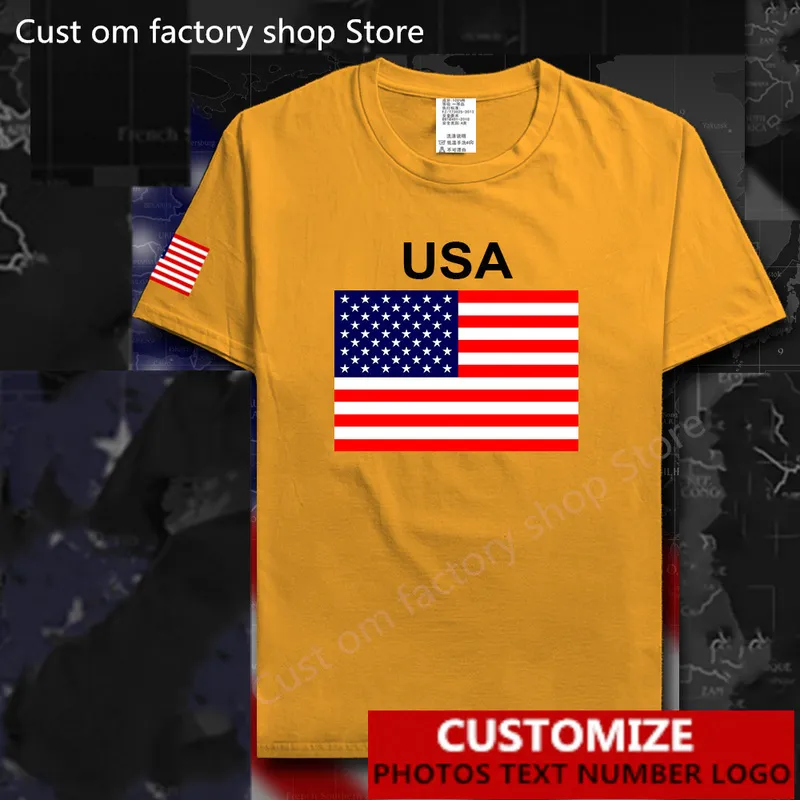 United States of America USA US T shirt Free Custom Jersey DIY Name Number 100 Cotton High Street Fashion Loose T shirts 220620