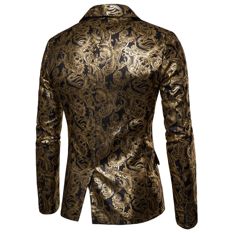 Blazer Jacket Party Highend Fashion Luxury Mens Golden Floral Blazers Business Casual Suit 220811
