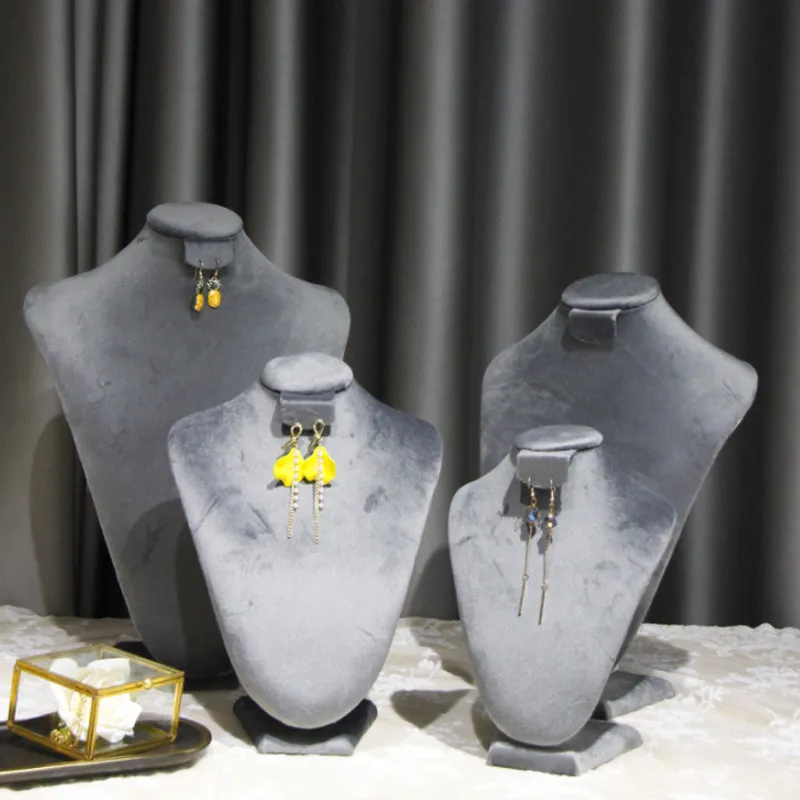 Top 4 opcje stoisko biżuterii Organizator jedwabisty aksamitne biżuteria Disclack Naszyjnik Manekin Model Bust Show wystawca 220727