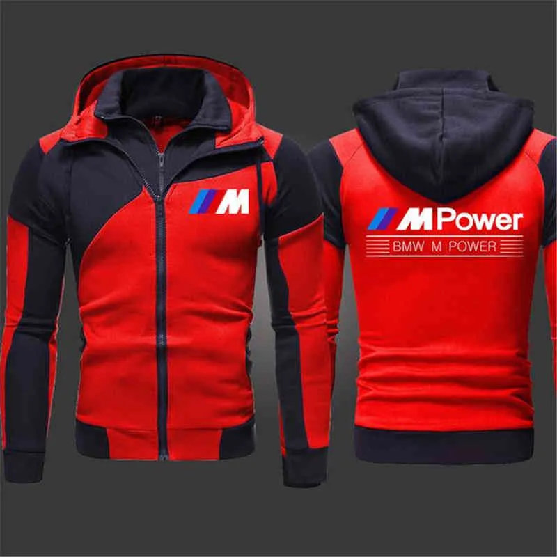 2022 Spring Autumn Bmw m Power Mens Fashion Outwear Jacket Zipper High Quality Harajuku Athletic Coat Wear Casual Hoodies