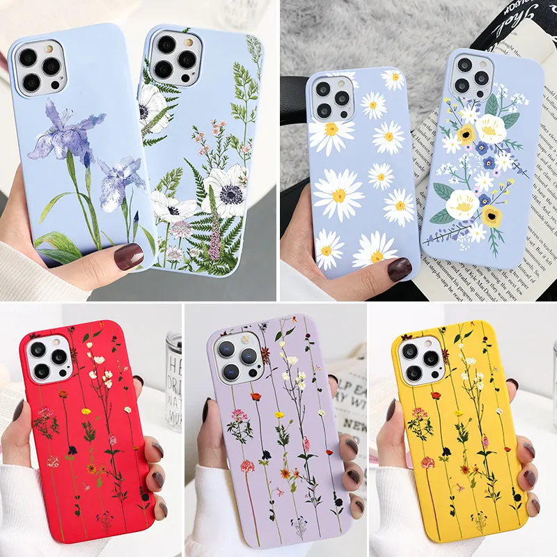 Xiaomi Mi 11 LITE ULTRA 11I 10 8X A1 A1 A2 CC9E POCO M3 REDMI NOTE 10S 9A 9 10 K40 PRO MAX FLOWER COVER FUNDAのソフトTPUケース