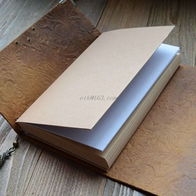 Cahier de voyage en cuir souple à motif gaufré avec serrure Journal intime Bloc-notes Papier kraft pour l'écriture de croquis d'affaires 220401
