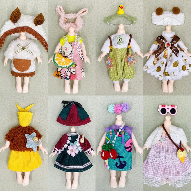 Set di vestiti 1617cm Ob11 Doll Fashion Suit 18 Bjd Doll Dressup Skirt 6 Inch Cute Clothes Uniform 220815