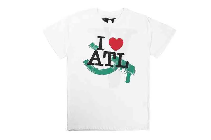 Tshirts Mens Vlones Fashion I Love Atl Tee Atlanta Limited Red Heart AK с коротким рукавом Top Brand UDH YZT