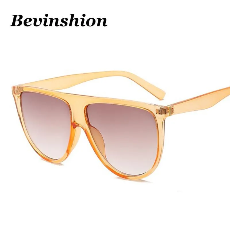 Sunglasses Brand One Piece Women Color Lens Shield Flat Top Sun Glasses Men Couple Eyewear Designer Oversize Clear Pink274g