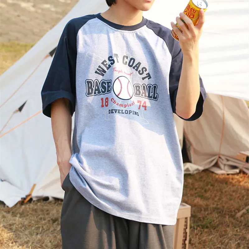 Coton Matériel Rétro Sport Baseball Lettre Imprimé T-shirts Femmes Surdimensionné D'été T-shirts Harajuku Adolescents Filles Casual Tops 220511