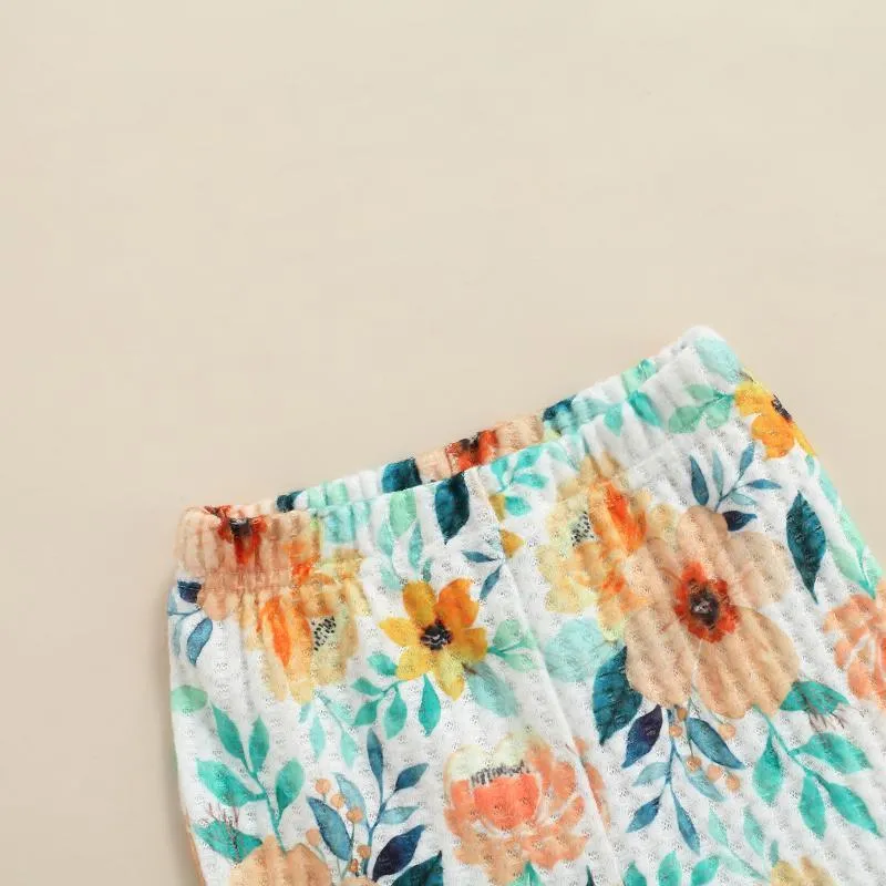 Zestawy odzieży 0-18m Urodzona dziewczynka Summer Camisole Tanks Flear Pants Flower Wzór słodki styl